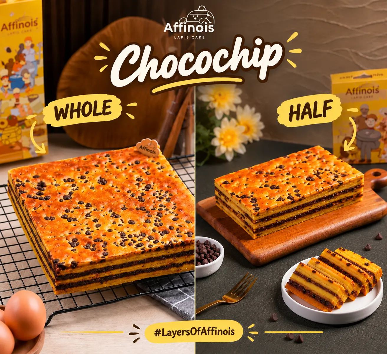 Chocochip Lapis Legit Half (20cm x 10cm) - AFFINOIS -